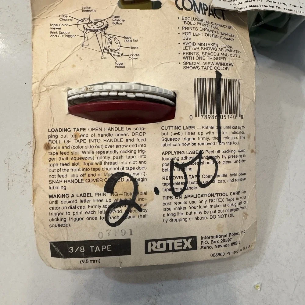 Vintage Rotex Compact  Plastic  Label Maker USA‎ - Sealed Old Stock Set of 3